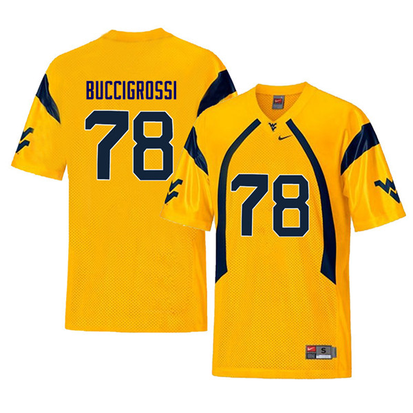 Men #78 Jacob Buccigrossi West Virginia Mountaineers Retro College Football Jerseys Sale-Yellow